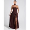 Dames Bandeau Top Effen Kleur Jurk met Split Modieus en Sexy Halter Hoge Split Lange Jurk Nieuw