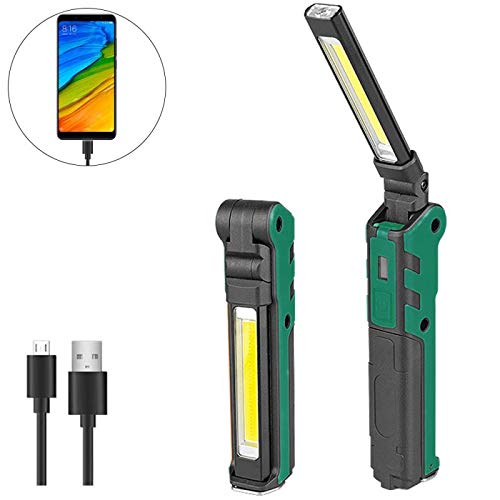 Set mit 2 Arbeitsleuchten, COB-Leuchten, Handheld, USB wiederaufladbar, Magnetisch, Faltbar, Kompakt, für Nachtarbeit und Bau (2 Stücke)
