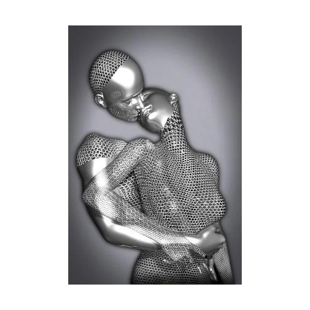 Metal Figure Statue Art Poster High Definition Printing Canvas Painting Prints Couple Sculpture Living Room Home Decor Picture