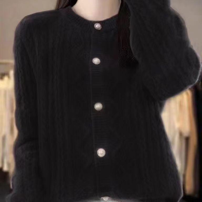 Новый вязаный кардиган-свитер с круглым вырезом, осенне-зимний, повседневный, универсальный, с узором «косы», свободный, женский S