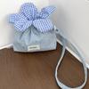 Bundle Pocket Flower Drawstring Crossbody Bag Plaid Cute Sparkly Star Flower Bag Korean Style Portable Canvas Shoulder Bag