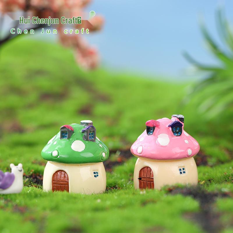 Mediterranean Style Micro Landscape Resin Mushroom House Castle DIY Crafts