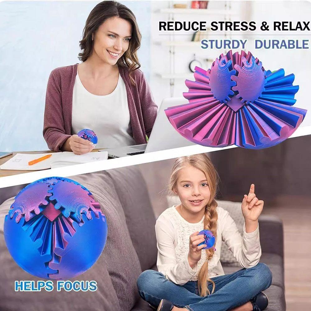 Fidget Toys 3D Printed Gear Ball Anxiety Relaxing Stress Ball New Spin Ball  for Adults Kids Gifts