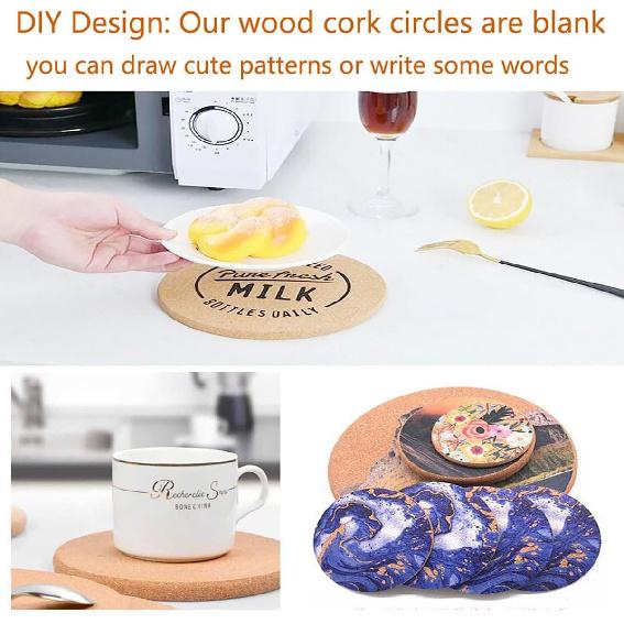 16pcs Cork Coaster for Drink Round Absorbent Tea or Coffee Coaster Cork Bulk Blank DIY Craft Gifts Coasters Warm Gifts Relatives and Friends in