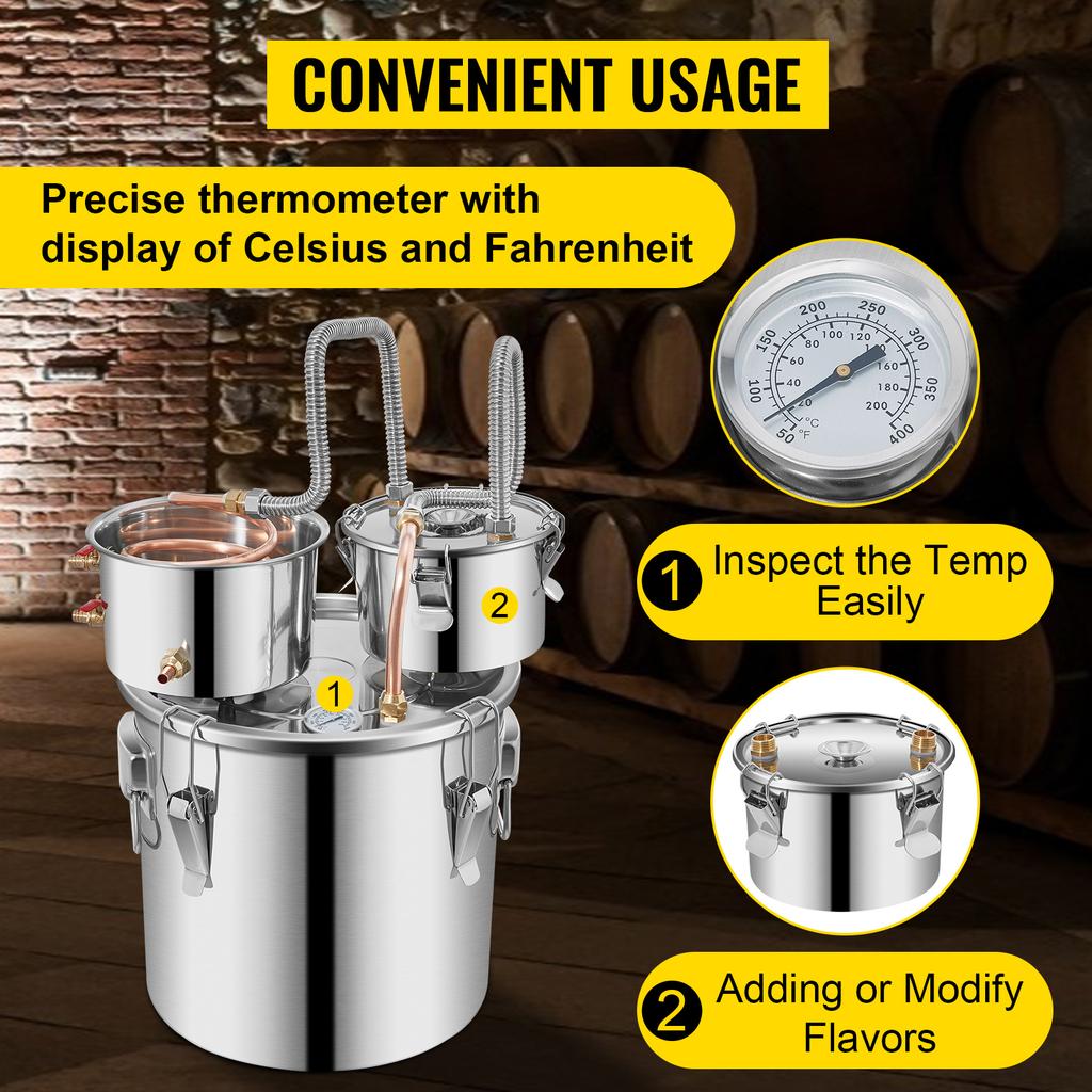 30L Alcohol Brewing Distiller DIY Moonshine Apparatus Stainless Steel Still Whisky Beer Brandy Home Appliance