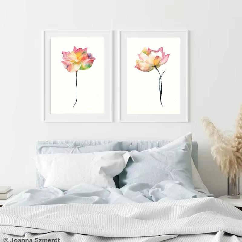 Lotus Watercolor Pink Flower Posters and Prints Canvas Painting Floral Minimalist Wall Art Picture for Living Room Home Decor