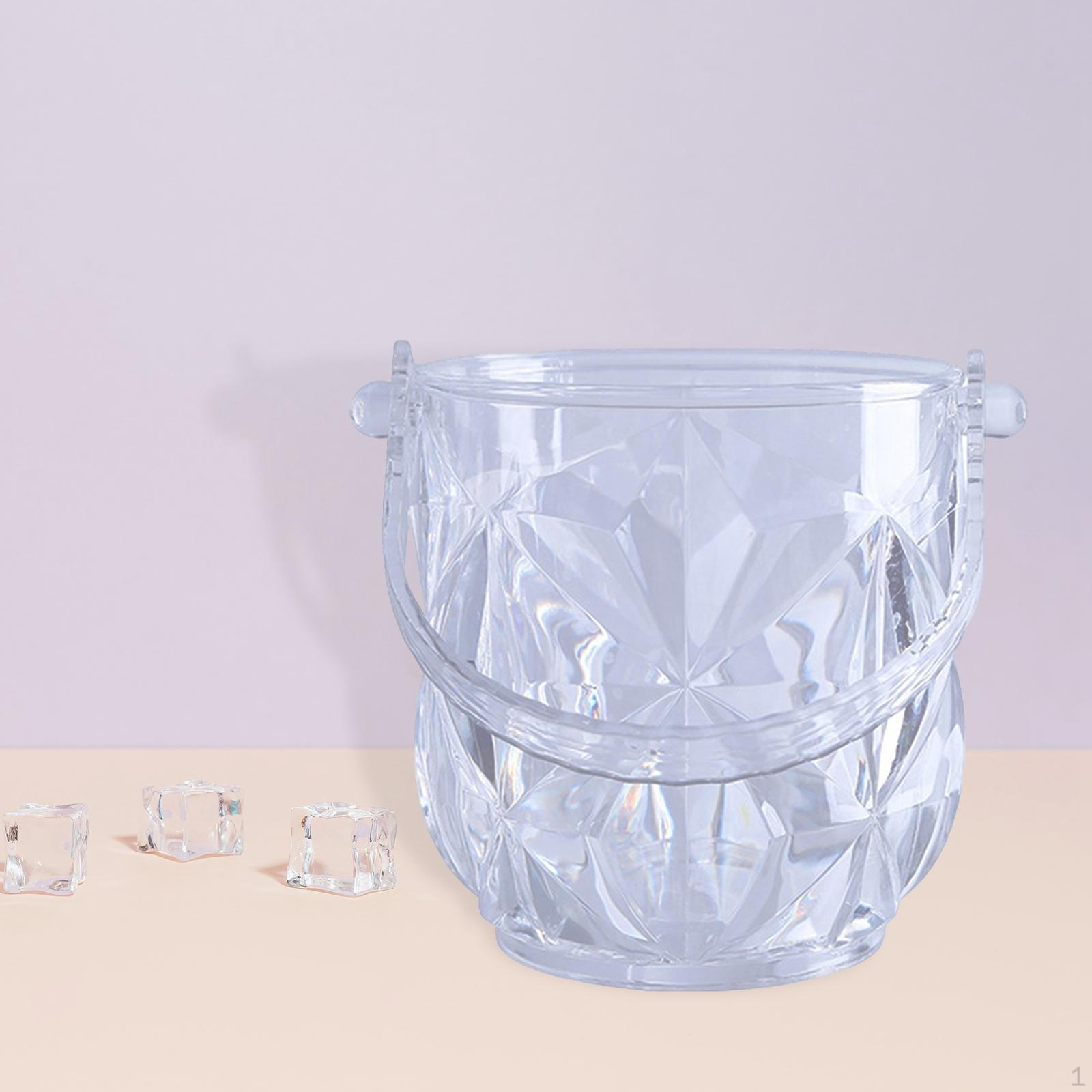 

Bucket, Small Clear Acrylic Ice Container Chiller with Handle for Freezer Cocktail Bar Party 1150ml