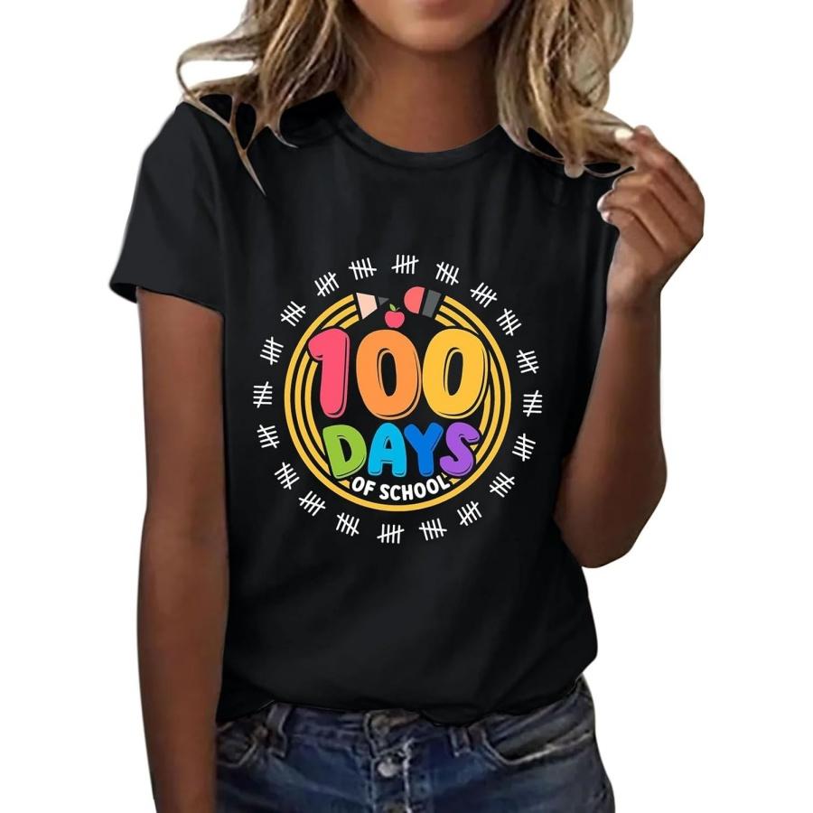 Teacher Shirts Women Relaxed Style Round Neck Printed Design Short Sleeve Casual Comfort Fit Tee S