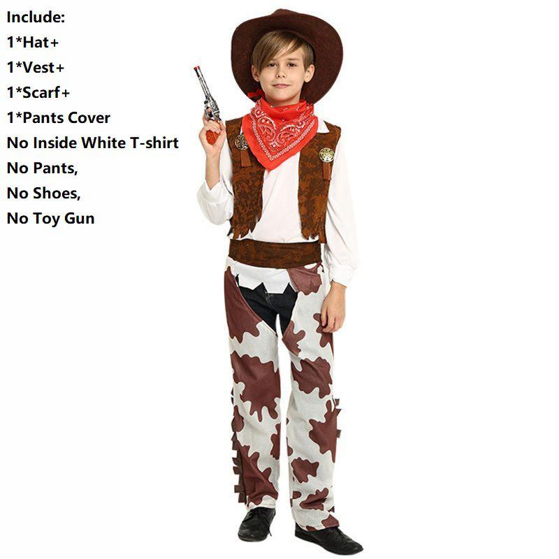 Boys Girls Cowboy Wild Western Rodeo Costume Kids Fancy Dress Cosplay Outfit