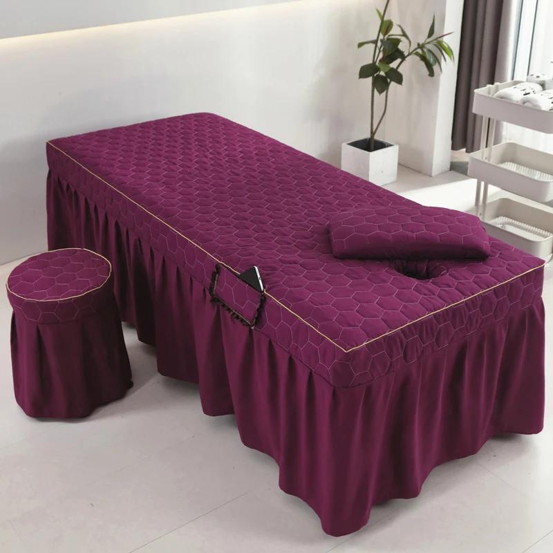 Thick Bed Skirt Beauty Salon Massage Table Bed Cover High-grade Skin-Friendly Bed Sheet SPA Therapy Bedspread with Hole