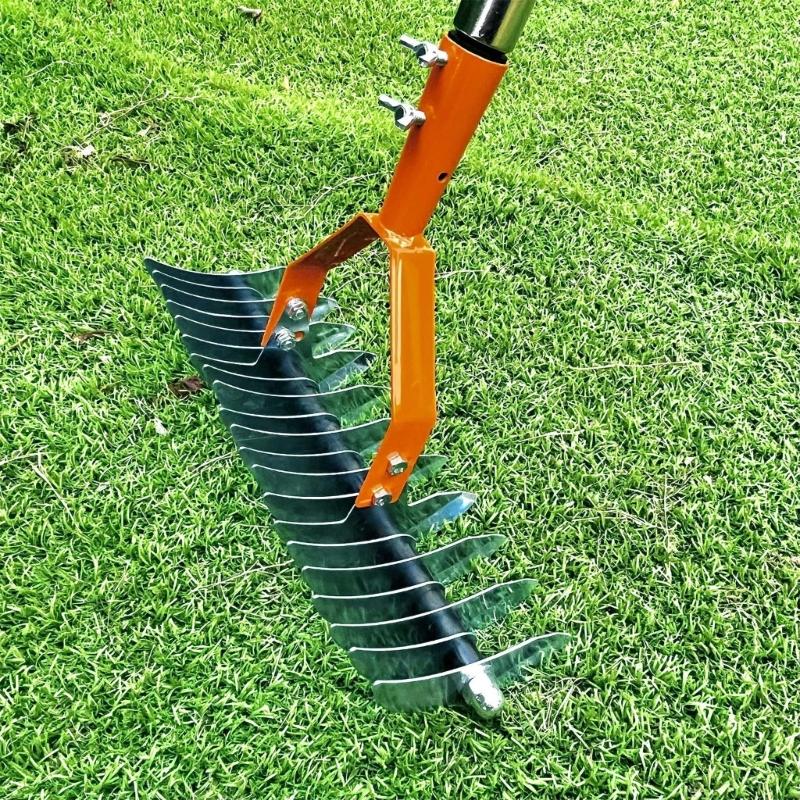 Adjustable Stainless Steel Thatch Rakes 1.7M Detachable Handle For Lawn Moss Dead Grass Removal Garden Yard Maintenance