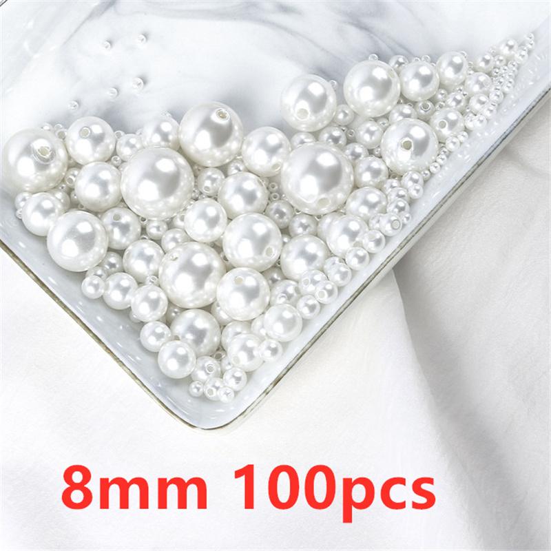 500 Stück 3 4 6 8 10 mm Imitation Perlen mit Loch Perlenzubehör Acryl Halskette Armband Abstandshalter Perlen Schmuckherstellung