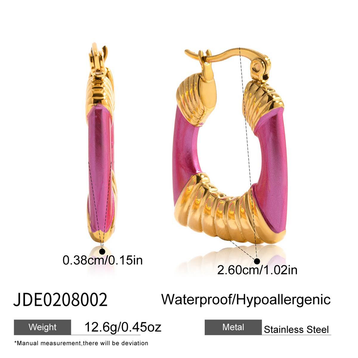 

Sweet romantic style 18K gold pink thin coated U-shaped earrings light luxury earrings design jewelry