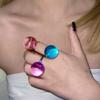 Korean Creative Transparent Colorful Geometric Ball Resin Fnger Ring Sweet  Y2K Large Acrylic Round Ring Jewelry For Women Girl