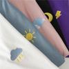Women's Korean Style Loose Fit Round Neck Summer Tee - Short Sleeve Weather Print