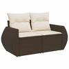 5 Piece Garden Sofa Set with Cushions Brown Poly Rattan