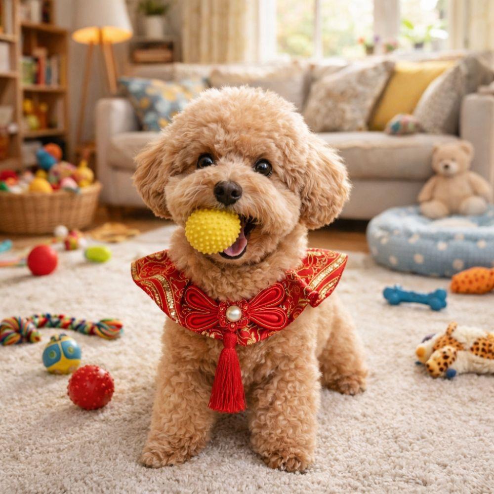 Adorable Chinese Style Pet Cat Scarf Cute Adjustable Length Pet Saliva Towel Warm Blessing Cat Tie Photo Props