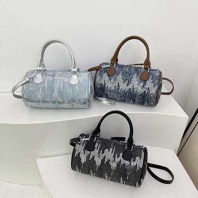 Borsa a mano con paillettes estiva da donna nuova tendenza moda semplice tinta unita a forma di cuscino borsa a tracolla a tracolla