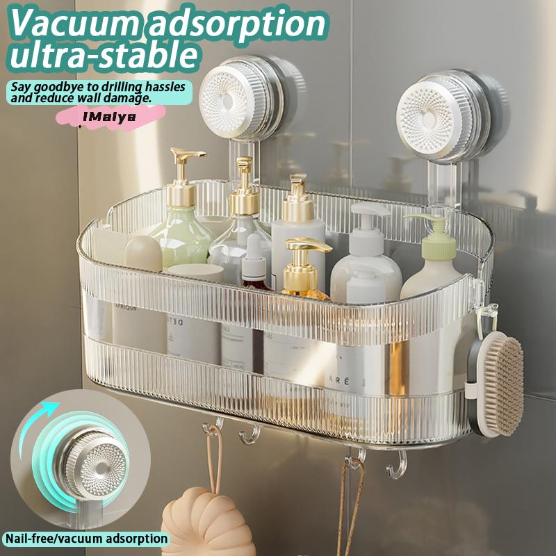M-1PC Suction Cup Washbasin Storage Rack Self-Adhesive Bathroom Organizer No Drilling Required Punch-Free Installation