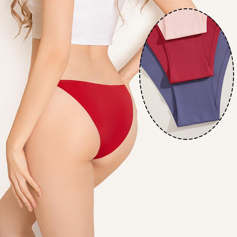 3Pcs Seamless Ice Silk Underwear New Color Sexy Thin Strap Briefs Girls Low Waist Breathable Panties No Trace Lingerie