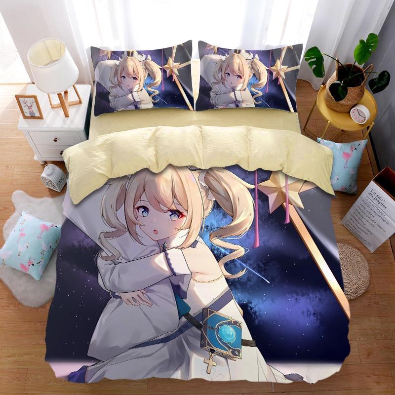 Anime G-Genshin Impact Duvet Cover Pillowcase Anime Girl Bedding Set Adult Boy Teen Children Bedroom Decoration Queen King Size