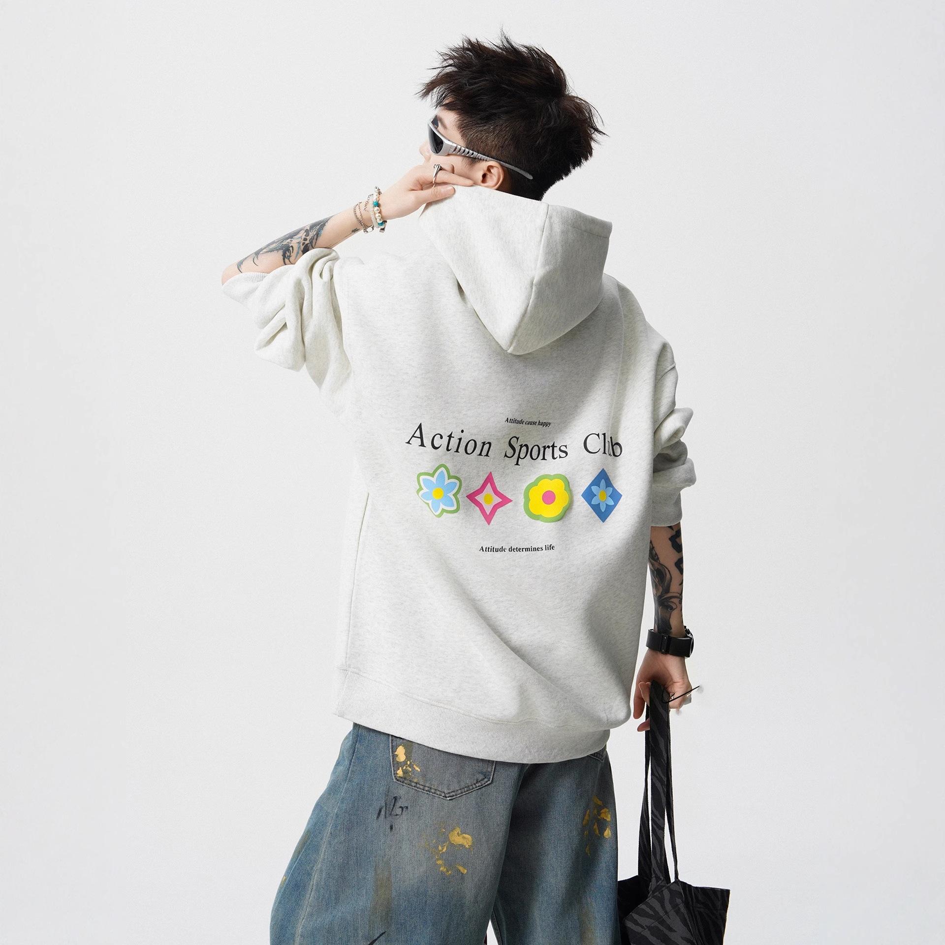 

American Hooded Sweater Men s and Women s Autumn and Winter High Street Letter Print Loose Hoodie Jacket M