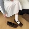 Xiaoxiangfeng cowhide fur shoes women's 2025 new autumn and winter retro round head flat-bottomed versatile soft-soled Mary Jane cotton shoes