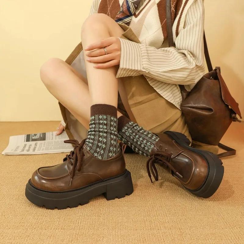 Mary Jane Kawaii Ladies Shoes  Round Toe Platform Heels Shoes Outdoor Party Solid Lovely Style for  Spring Autumn