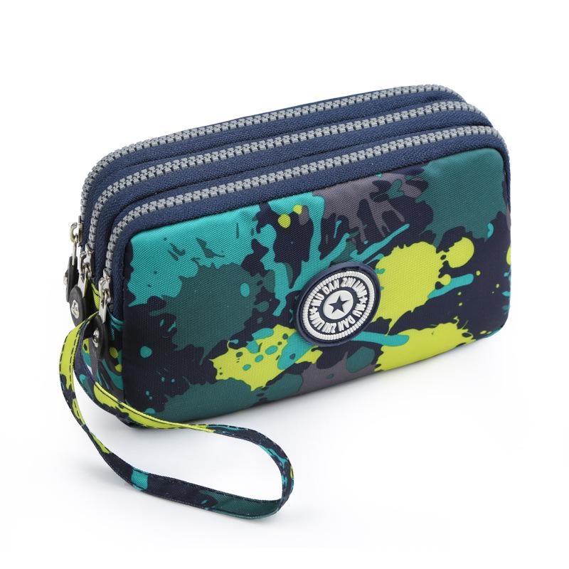 Waschbare Denim Damen Mehrfachfach-Clutch: Münz-, Make-up- und Handyaufbewahrung.