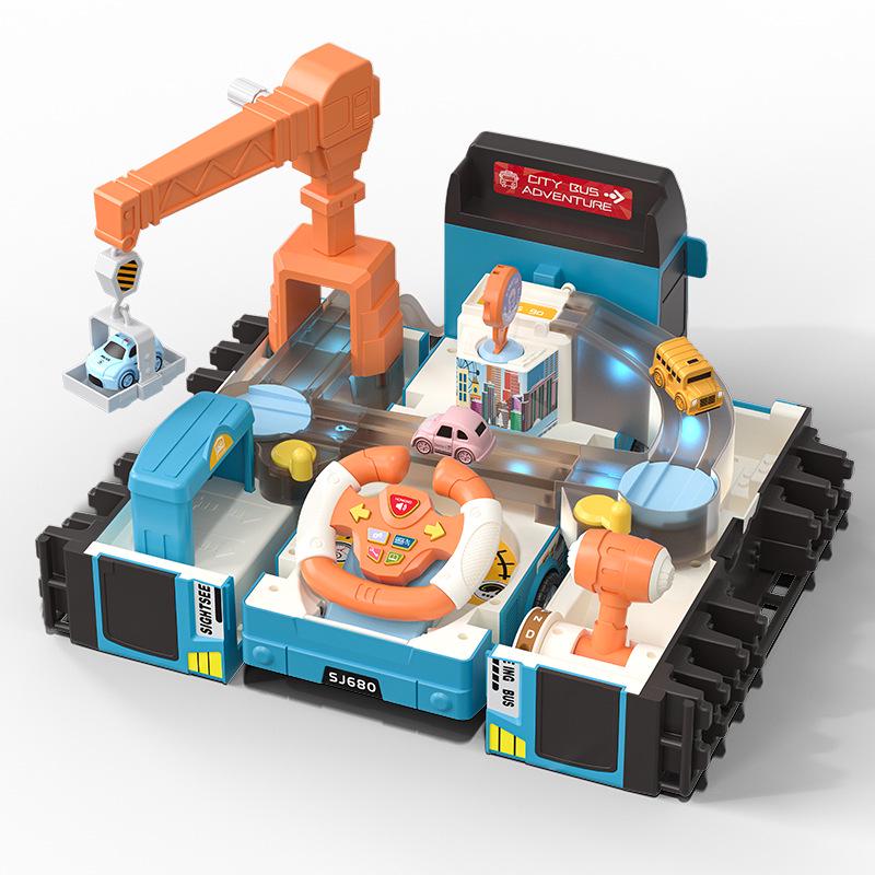 Educational Transforming Double-Decker Bus: Multi-Functional Inertial Sliding Toy with Lights for Children's Adventure Play