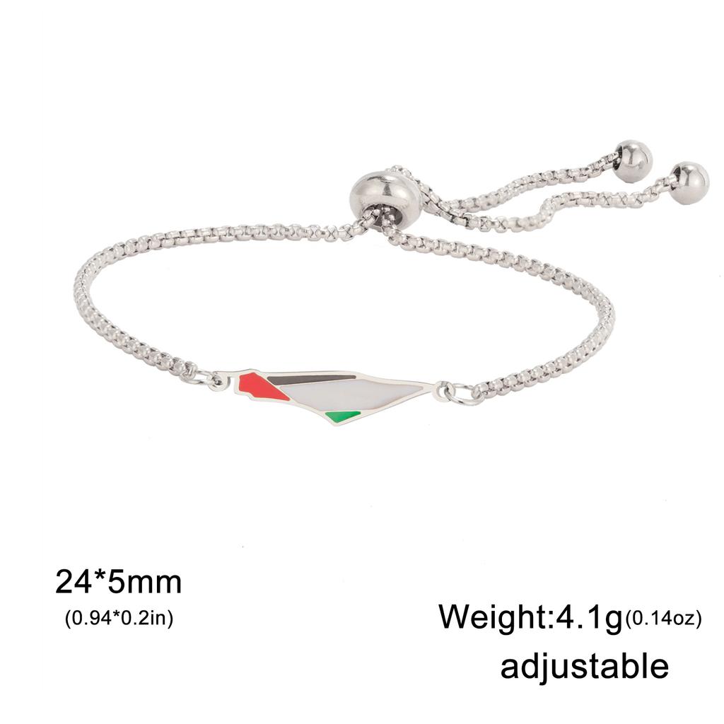 Palestine Map Charm Bracelet Stainless Steel Palestine Flag Geometry Country Geography Jewelry for Women Men
