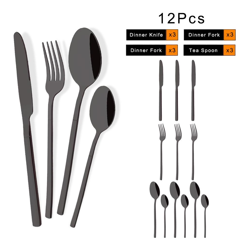 12Pcs Rose Gold Dinnerware Set Stainless Steel Cutlery Set Fork Knife Coffee Spoon Tableware Silverware Kitchen Flatware Set