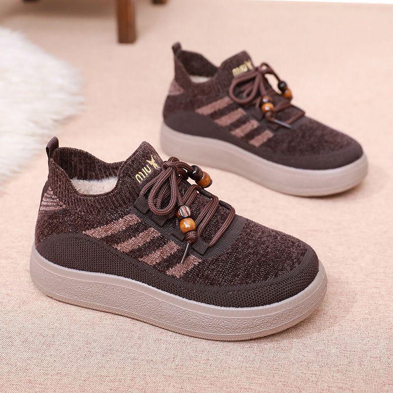 

Extra Thick Fleece-Lined Non-Slip Cotton Shoes for Mid-Aged and Elderly, Warm Soft Sole Winter Boots 35 коричневый