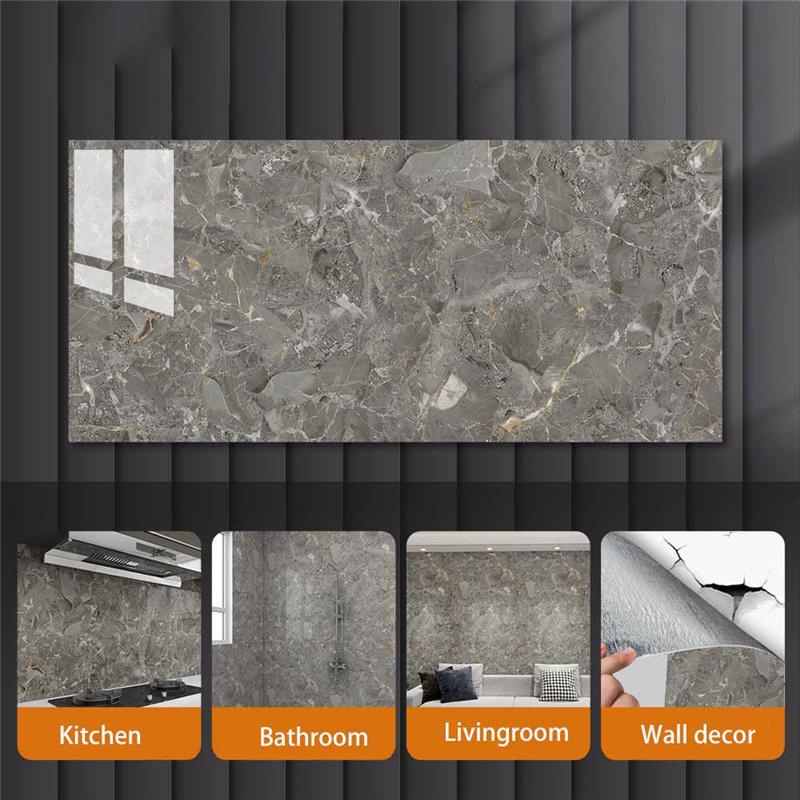 Self-adhesive PVC Faux Marble Tile Sticker Waterproof Peel-and-stick Wall Decal for Kitchen Backsplash Bathroom Decor