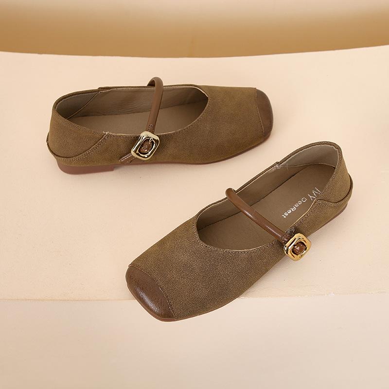 

Модные одинарные туфли с квадратным носком, мягкой подошвой и пряжкой, два способа носки, женские, лето 2025, новая коллекция, для улицы, на низком каблуке, с открытым вырезом, туфли Мэри Джейн 40 коричневый