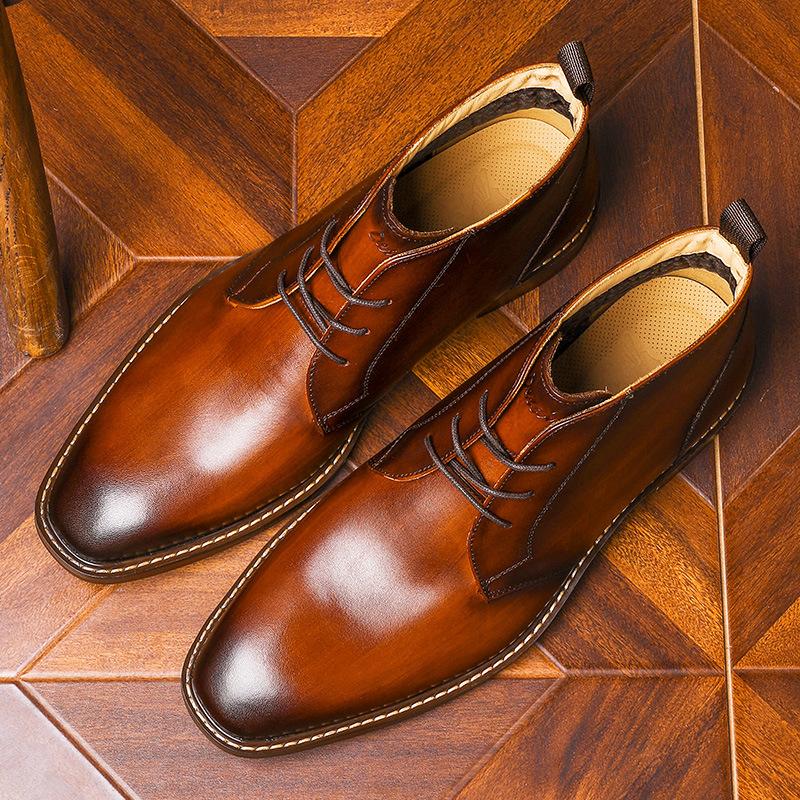 Men'S Leather Boots Leather Shoes Men'S Boots Lace-Up Men'S Shoes Men'S Boots Large Size Men'S Martin Boots Top Cowhide