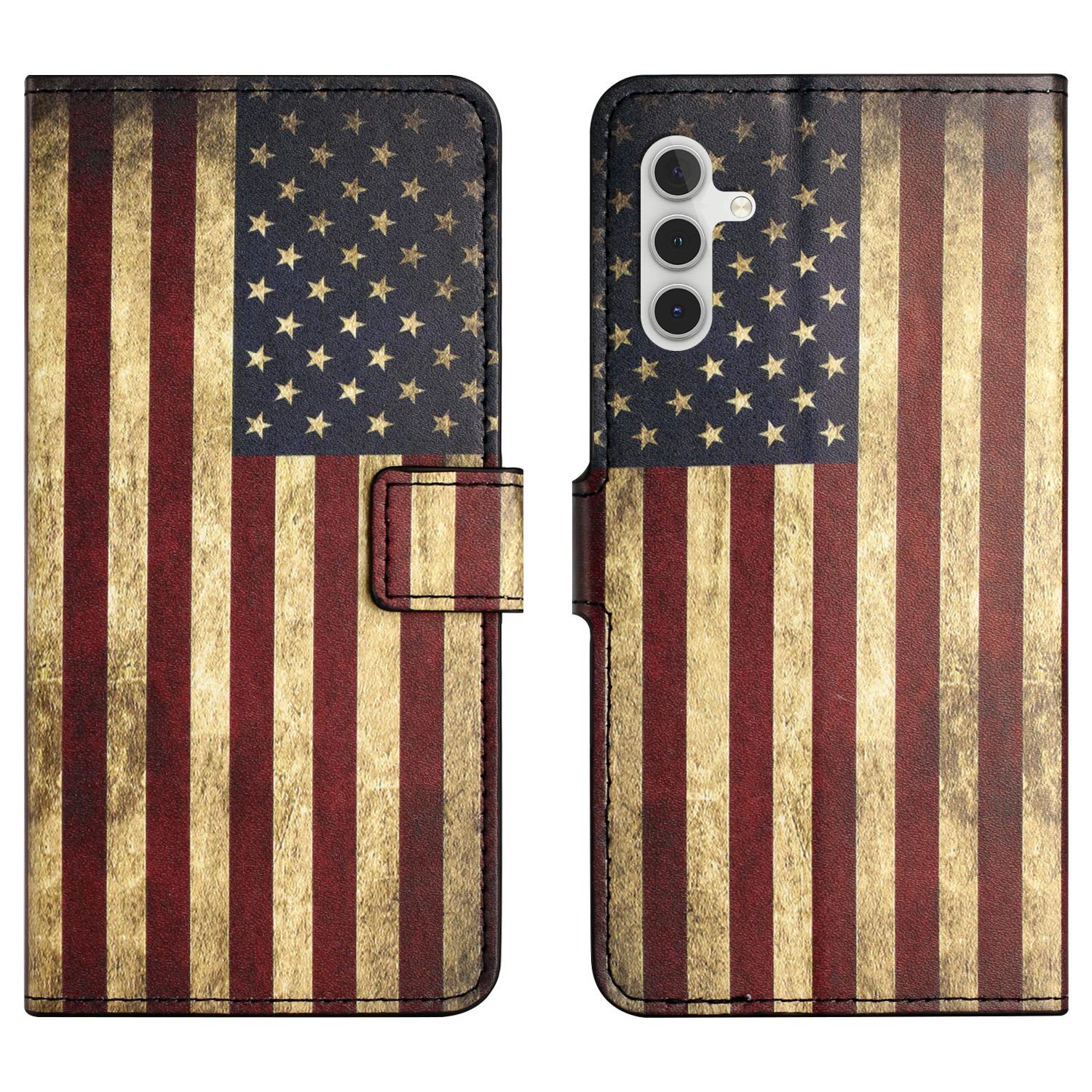 

PU Leather Cover for Samsung Galaxy S23 FE Pattern Printing Wallet Stand Phone Case The American Flag