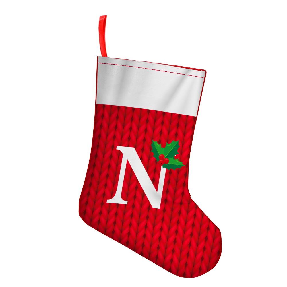Printed Alphabet Christmas Stockings Decorations Christmas Window Fireplace Pendant Scene Arrangement Props