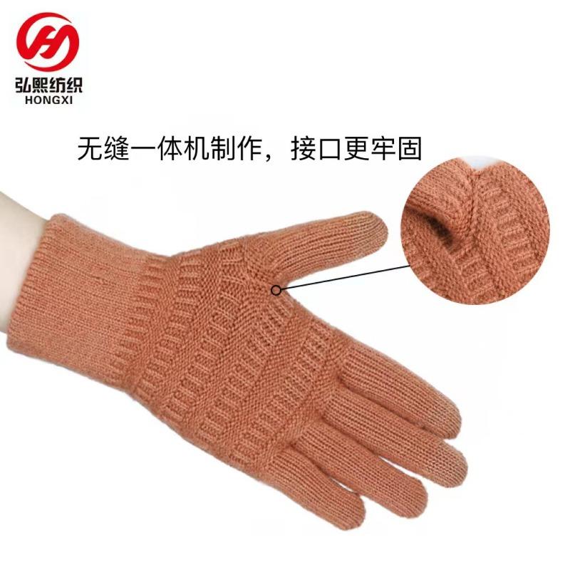 Hot-selling Adult Winter Gloves Women's Double-sided Jacquard Brushed Knitted Thermal Fleece Cycling Gloves Men