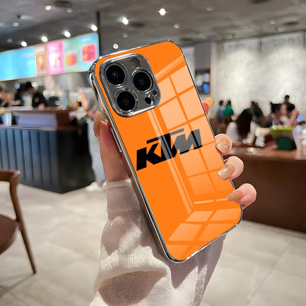 Motorcycle Racing K-KTMES Phone Case For IPhone 17 Pro Max 15 Pro 16 14 Plus 12 13 Mini 11 Pro Shockproof Electroplated Glass Co