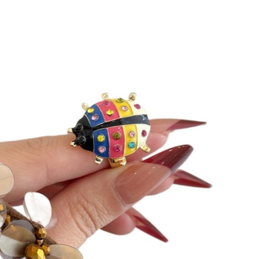 

Geometric Chunky Enamel Ring Rhinestone Painting Ring Fashion Insect Drip Oil Ring Decoration Style 5