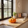 Realistic Pumpkin Figurine Resin With Gold Stem Harvest Pumpkin Decoration for Autumn Tabletop Centerpieces, Thanksgiving Decoration