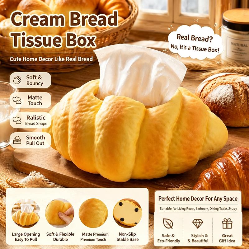 Croissantförmige Taschentuchbox Niedlicher Brot-Serviettenhalter Dekorative Taschentuchbox für Zuhause Küche Couchtisch Schreibtischdekoration