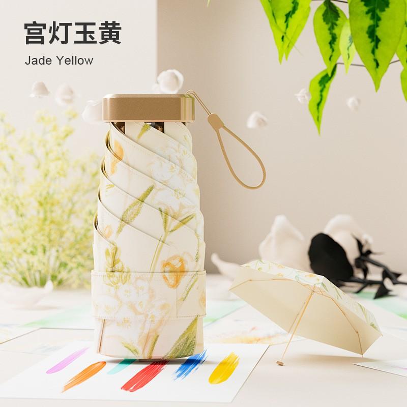 Compact 5-Fold Umbrella Women Lightweight Sun Rain Parasol UPF60 Portable Pocket Size Travel Accessory