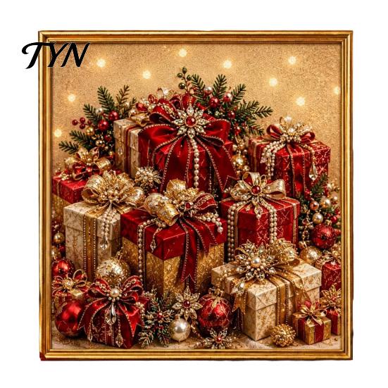 Artistic Faux Pearl Bead Kits Christmas Art Kit, Winter Scene DIY Painting Holiday Craft for Kids 3D Sparkling Animal Wall Kit Adults,