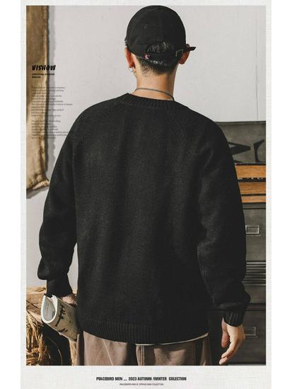 Klassischer Retro-Winterpullover für Herren - Lässiger lockerer Rundhals-Strick, Große Größen erhältlich