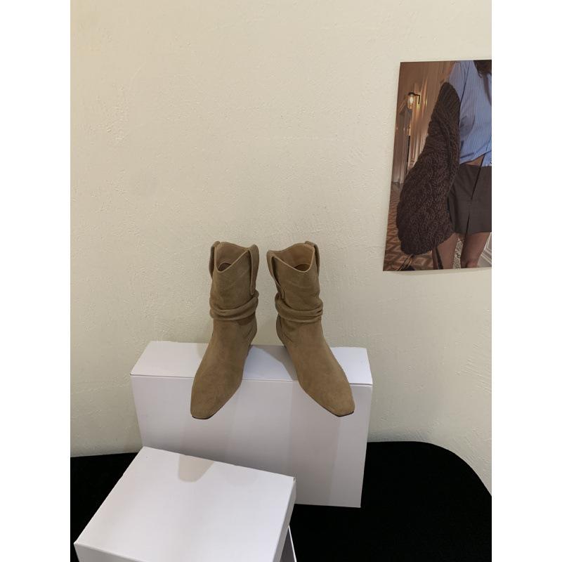 

Retro pointed western cowboy pile boots 20025 autumn and winter new Martin boots versatile thin boots 39 верблюд