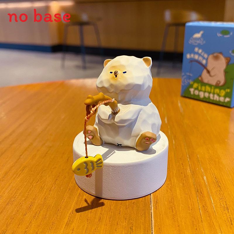 Resin Cat Art Toy With Fishing Motif For Wedding Or Birthday Gift