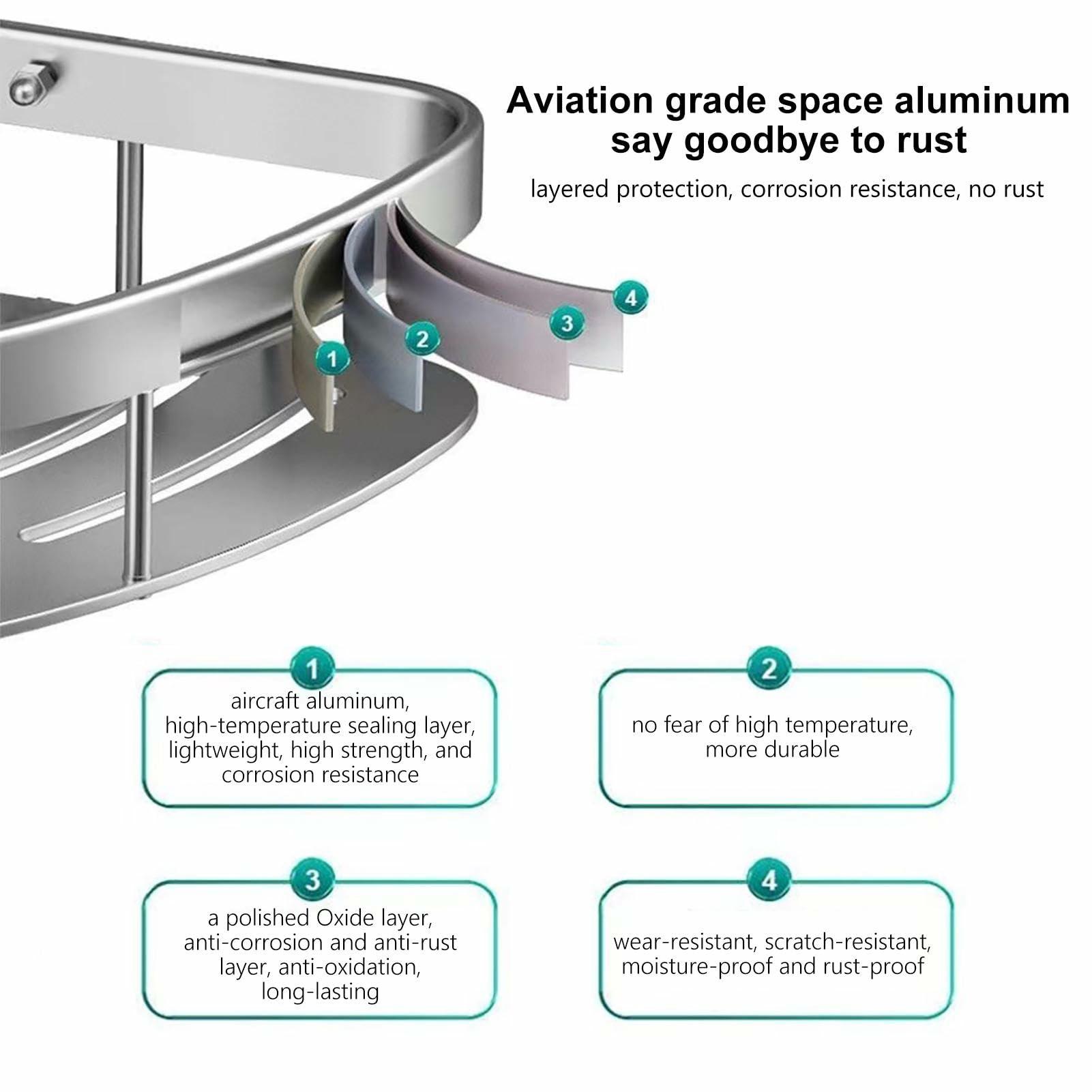 

Space Aluminum Bathroom Corner Shelf Adhesive Wall Mount Shower Triangular Storage Rack Silver