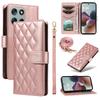 For Motorola Moto G56 5G Wallet Case Rhombus Leather Phone Cover with Strap